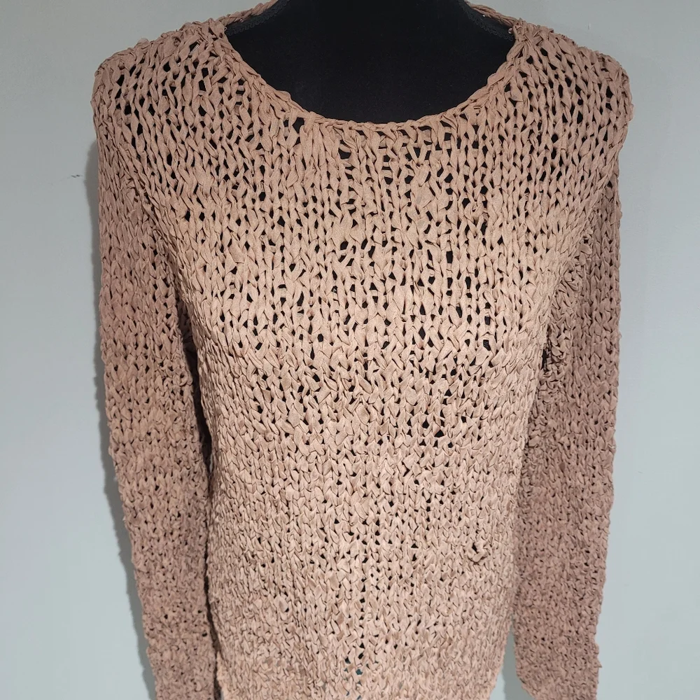 Zara Women's Open Chunky Knit Long Sleeve Sweater XS/S Beige/Pink/Tan Boho - Picture 5 of 10